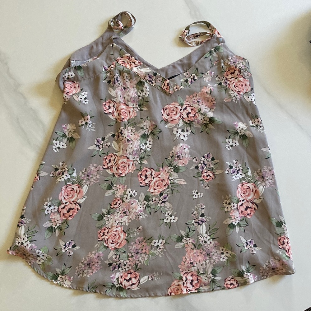 Torrid Floral Print Top with Pink and Green Accents
